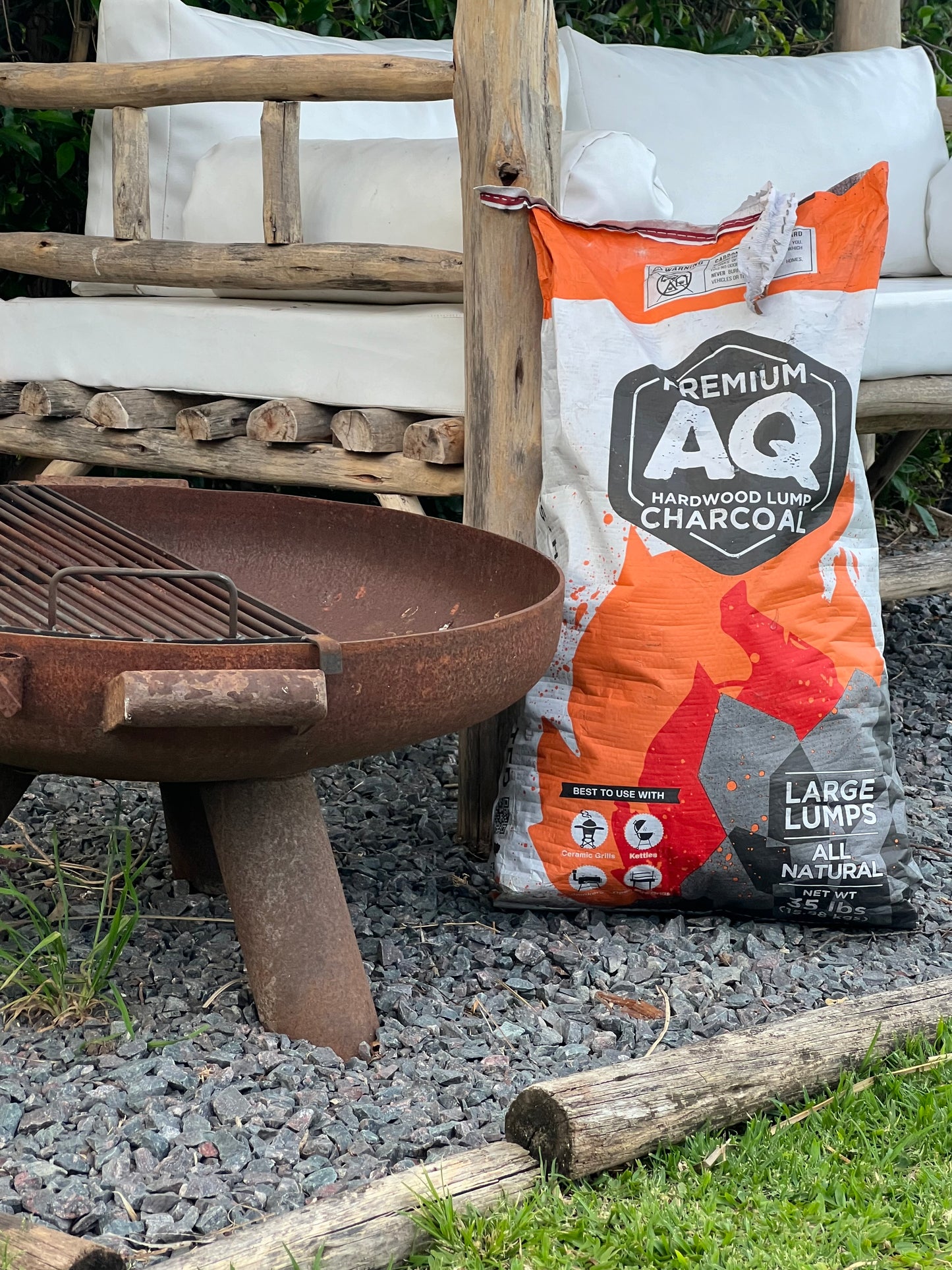 35 lbs AQ Hardwood Lump Charcoal bag
